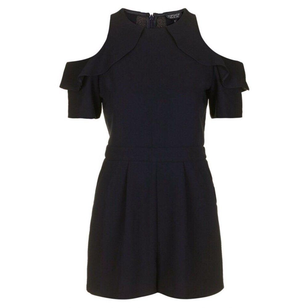Topshop Ruffle Cold Shoulder Romper - Picture 2 of 7